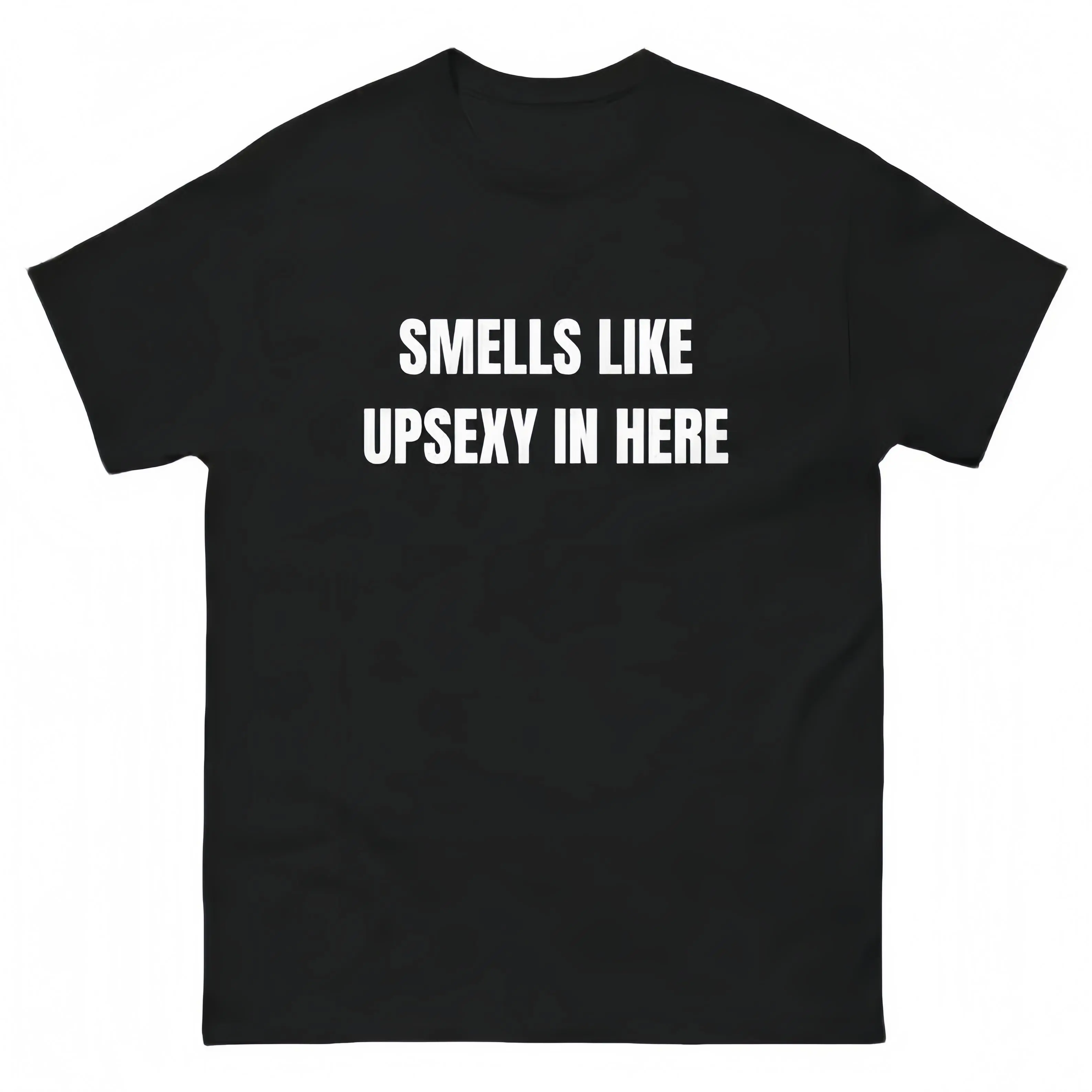 Unisex Seamless Smooth Cotton Graphic Sports Top - Casual Short-Sleeve Round Neck Classic Fit Lightweight Solid Color Tee with "Smells Like Up Sexy In Here" Letter Pattern (For Sports & Outdoor Use)