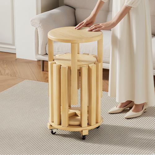 100% solid wood stackable stools set of 4, wooden stools, 18-inch stools, stacking stools, nesting tables, sturdy and durable, no installation required, top stackable round side table