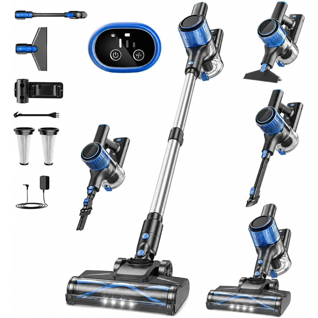 Cordless Vacuum Cleaner, 8 in 1  Suction Lightweight Vacuum Cleaner for , LED Display, 3 Suction Modes, 45Mins Detachable  Vacuum for Hard Floor Carpet  (Blue)