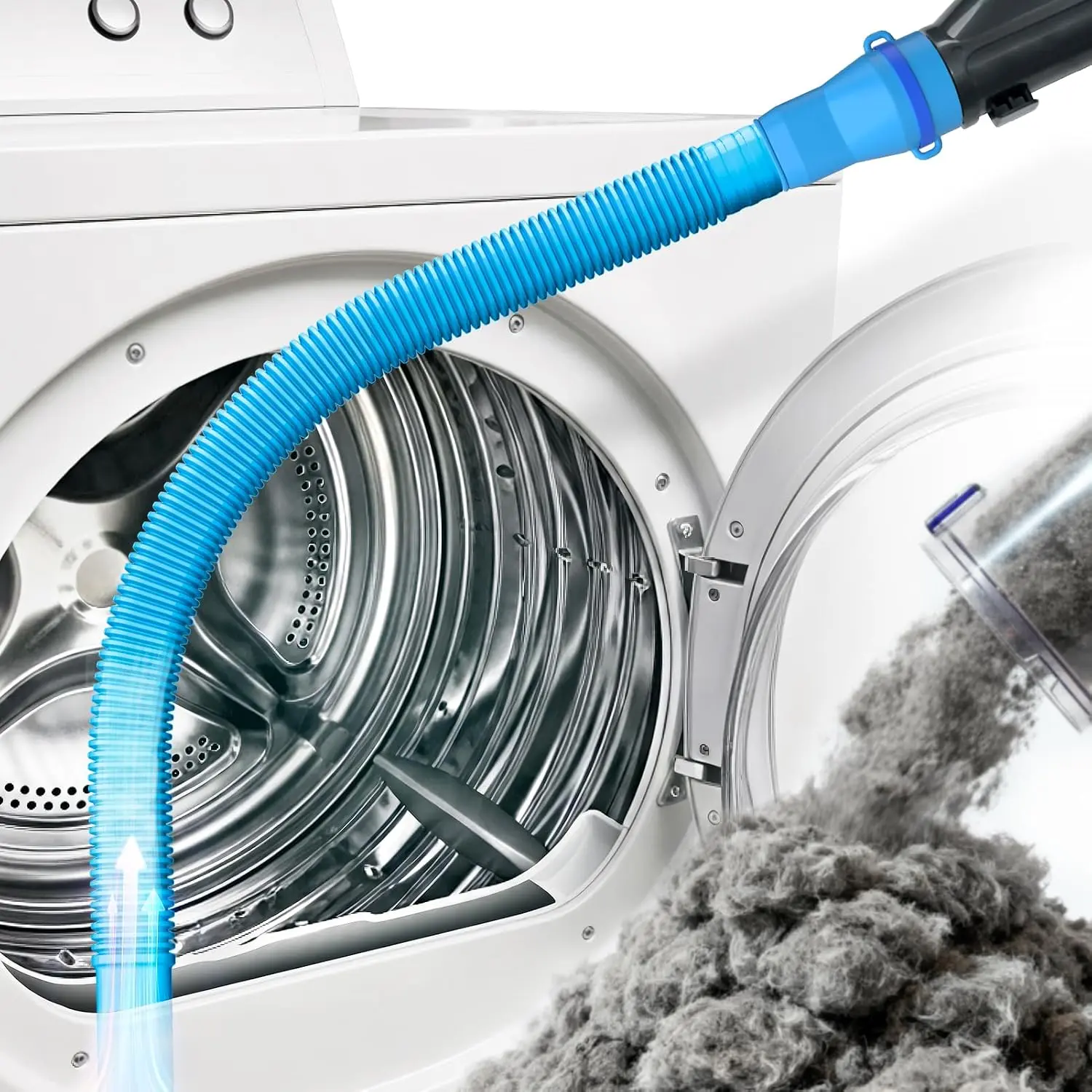 Dryer Vent Cleaner Kit, Vacuum Hose Attachment, 1-, Blue | Adjustable  Tie for Easy Attachment, Flexible Lint Brush Removes Lint from Dryer Lint Screens and Tight Spaces
