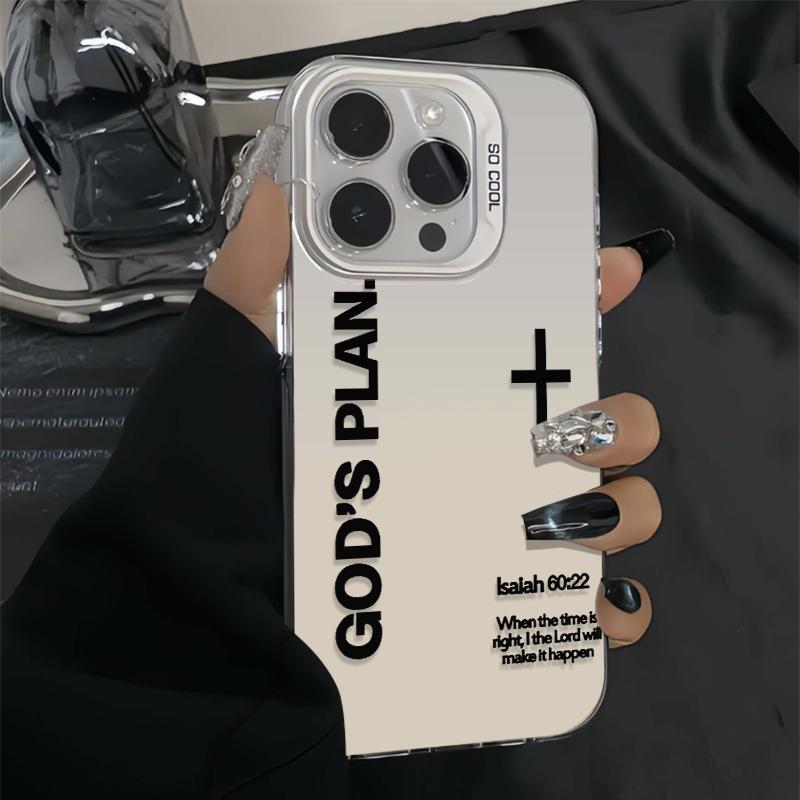 God's Plan Phone Case Cross Pattern Religious Art Fashion TPU Laser Craft Anti-Drop Case Compatible with iPhone 17 Pro Max Phone Case 17 Air 16 E 15 Plus 14 13 12 11 X XS XR 7 8 Plus Samsung Galaxy S21 22 23 24 25 ULTRA FE Plus