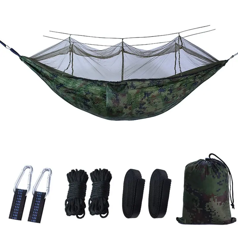 Mosquito Net Hammock, Thick Nylon Material, Durable Tear-Resistant, Metal Carabiner & Extended Tree Strap, Easy Storage, Outdoor Camping Essential