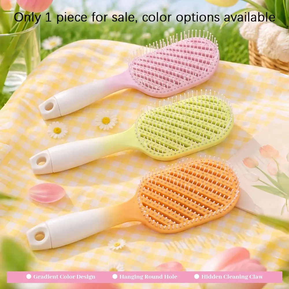 Gradient Hollowed Out Pork Rib Comb, Quick Drying Hair Comb with Cleaning Claws, Ideal for Scalp Massage and Hair Styling, Daily Hair Care Tool