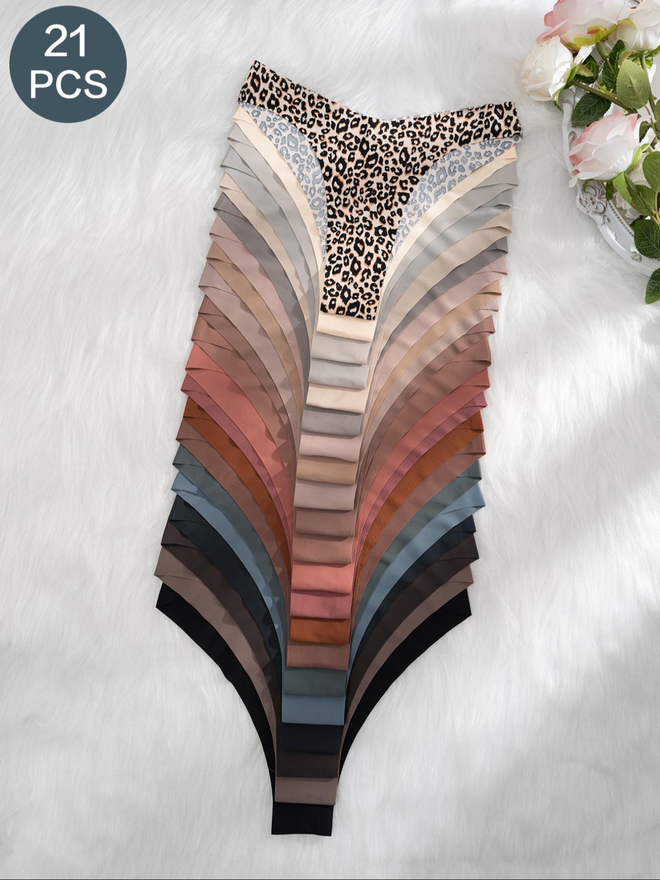 Women's 21pcs Solid Color Thong, Soft Comfy Breathable Fabric Panty for Daily Wear, Multipack Women's Underwear for All Seasons, Summer Outfits 2024, Everyday