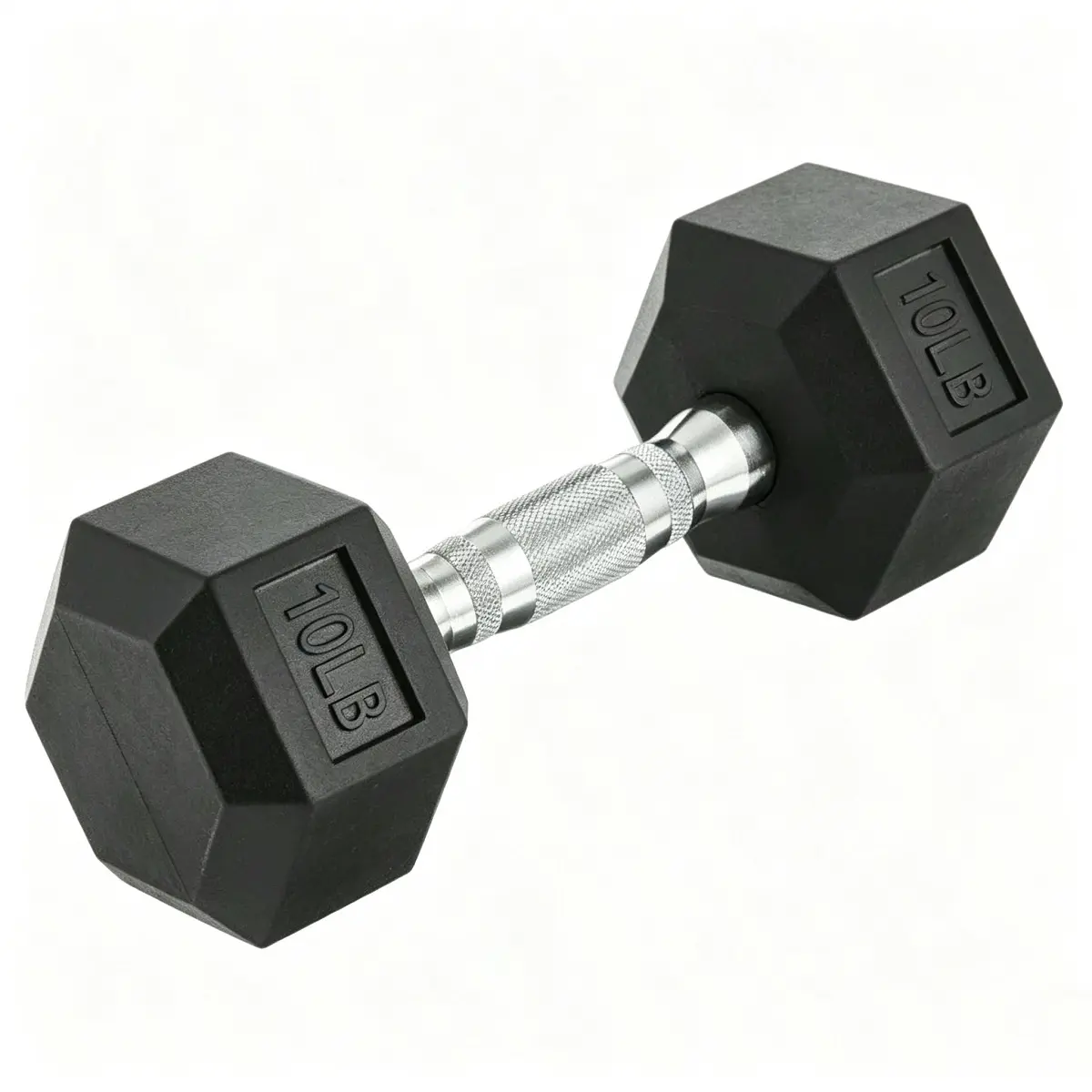 Unisex Hexagonal Rubber Dumbbells with Hexagon Ends - Multiple Weights, Various Sizes Cast Iron Weights, Home & Gym Strength Training Equipment for Hand Strength Building