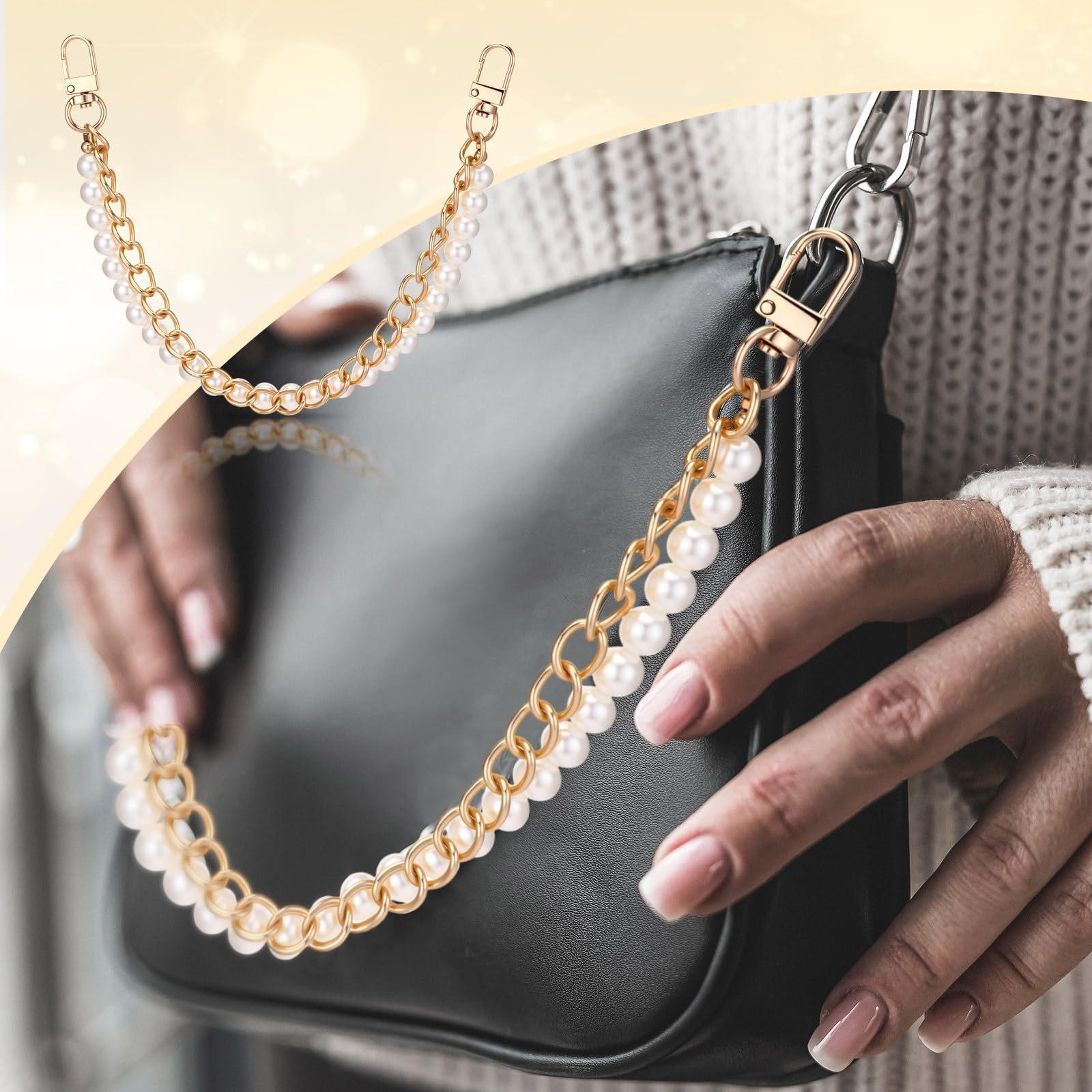 5 Pcs Bag Extender Chain Gold Pearl Purse Chain Ribbon Bow Keychain Extender Bag Strap Purse Charms Accessories for Handbag Y2K Aesthetic Bag Accessories Bag Charm Keychain Accessory Gifts for Women keychains for women