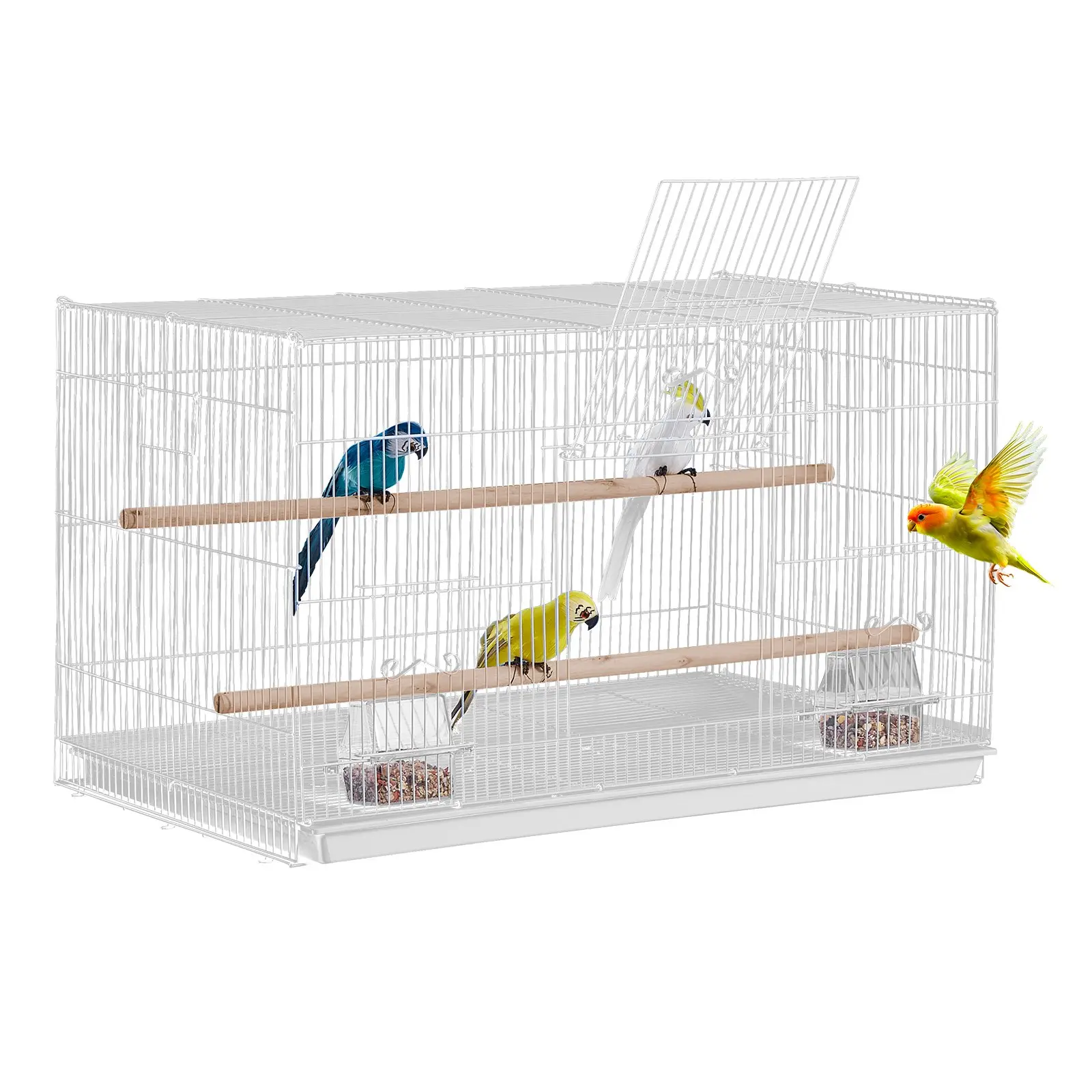 VEVOR 30-in Carbon Steel Stackable Flight Bird Cage for Small Parrots, Budgies - Carry Handle, Perches for Easy Carrying, Cleaning & Maintenance, Side Handle, Secure Door