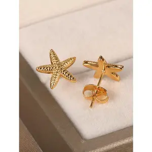 1 Pair Fashionable Novelty Marine Life Design Stud Earrings, Starfish Design Stud Earrings, Boho Jewelry For Women For Gift, Casual Trendy Jewelry, Studs Earrings