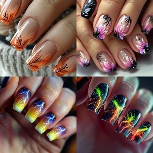 High-end long solid color press-on nails, almond-shaped glossy detachable nail pieces