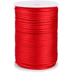 3.0 mm x 54 Yards Nylon Satin Cord Beading Braided Thread String for Chinese Knotting Rattail Macrame Bracelets Necklaces  Making (Red)