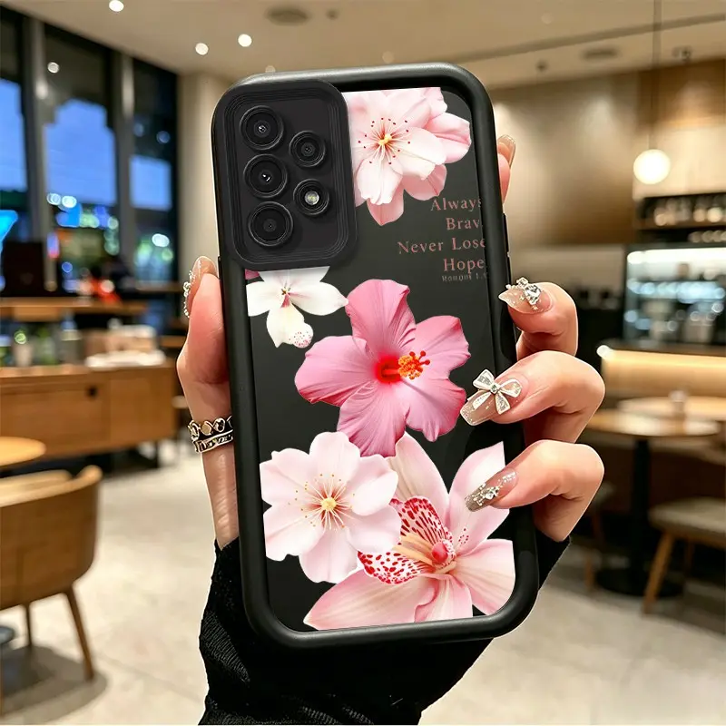 Phone case for Samsung GALAXY A13 A33 A52 A53 TPU Shockproof Enhanced Peotection Blush Blossoms: Always Brave, Never Lose Hope Drop-Resistant Protection Celestial Eye Layered Phone Case BOJTN835