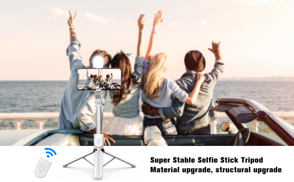 Selfie Stick Tripod with Wireless Remote, 46'' Cellphone Selfie Stick Tripod with LED Fill Light, for iPhone 16/15/14/14 pro/13/13 Pro/12/11/11 Pro/XS Max/XS/XR/X/8/7 and Android Smartphone(Upgrade)