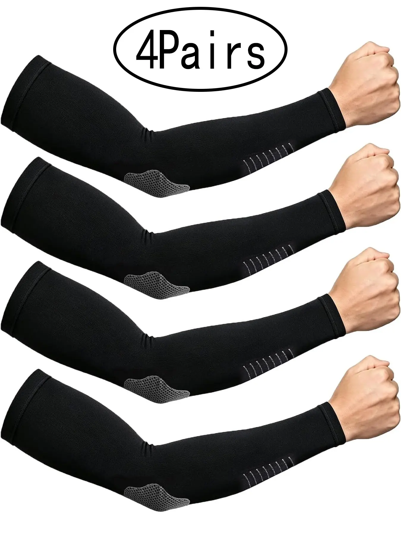 4 Pairs Unisex UV Protection Compression Sleeves, Cooling Tattoo Cover Sleeves, Sunscreen Arm Sleeves, Comfortable and Stylish