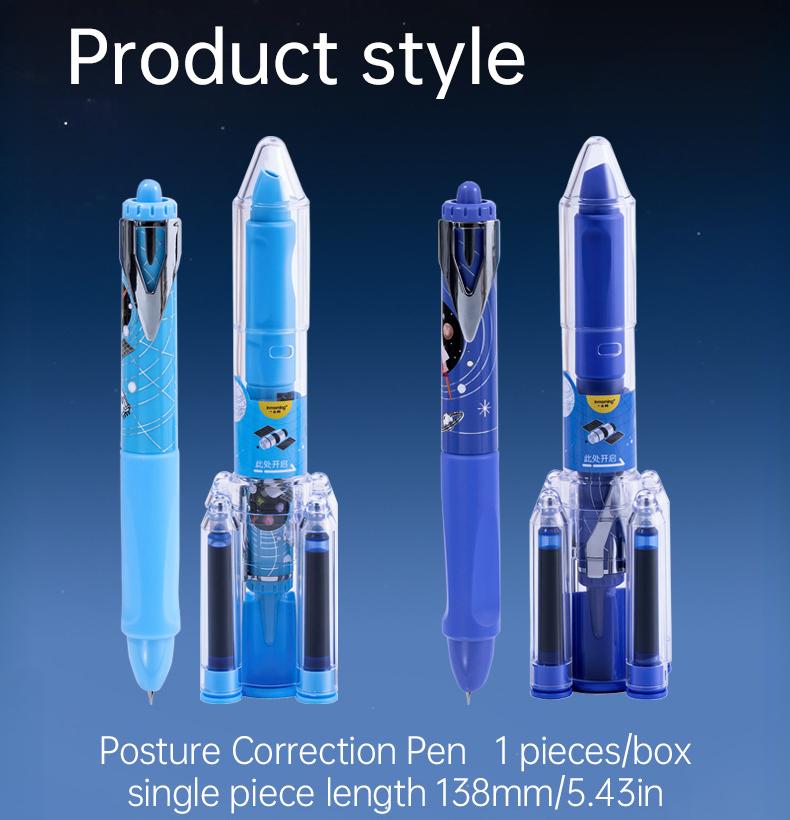 Set 2 simple posture fountain pens with starry sky pattern, blue theme, comes with 4 ink cartridges, replaceable ink cartridges, minimalist style, smooth continuous ink flow, quick drying, DIY study office writing, large capacity fountain pen set