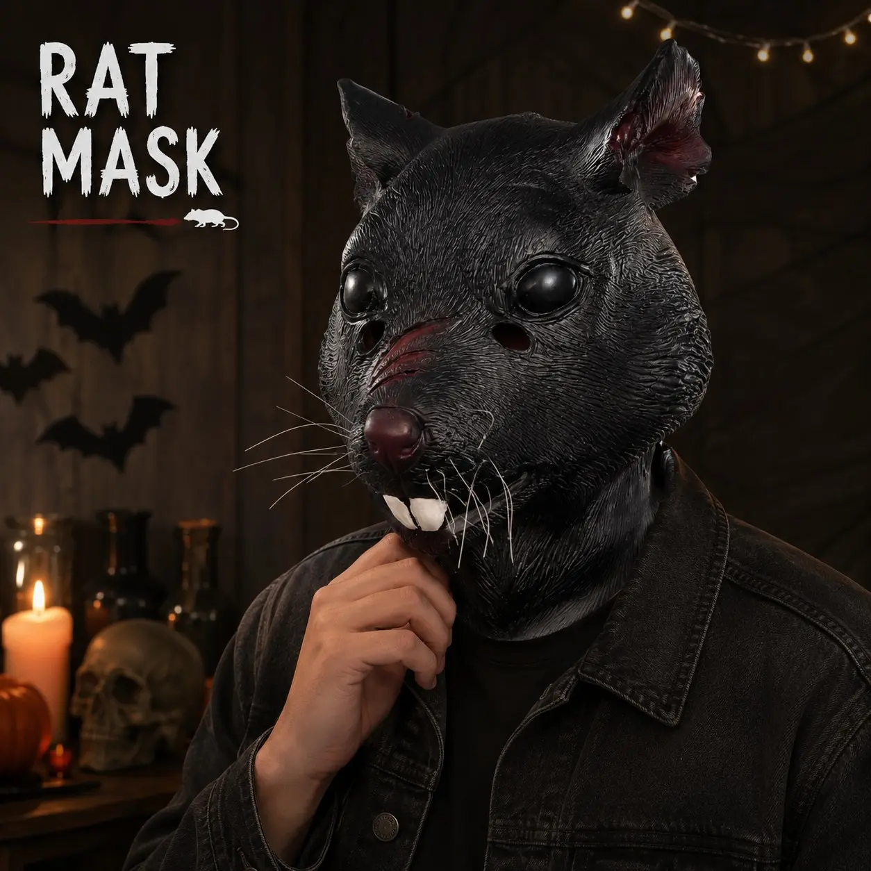 Realistic Rat Mouse Mask, Latex Full Head Animal Mask, Halloween Costume Cosplay Party Prop, Funny Scary Animal Face Cover