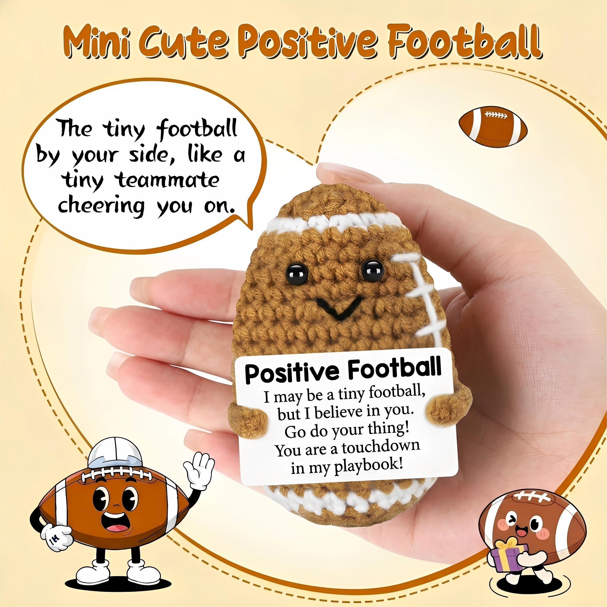 Adorable Hand Crochet Football Stuffed Toy Emotional Support Plush,Full Filling Soft No Odor Durable Colorfast,Perfect Birthday Gifts Teacher Appreciation Gifts For Women Men Him,Home Decor Desk Ornament Bag Pendant Healing Gift For Holiday Party Graduati