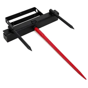 39/49 Inch Heavy Duty Hay Spear, Bale Spear 4000 Lbs Capacity, Tractor Bucket Attachment with Stabilizer Spears, Quick Attach for Skid Steer Loaders and Tractors, Farm and Yard Use