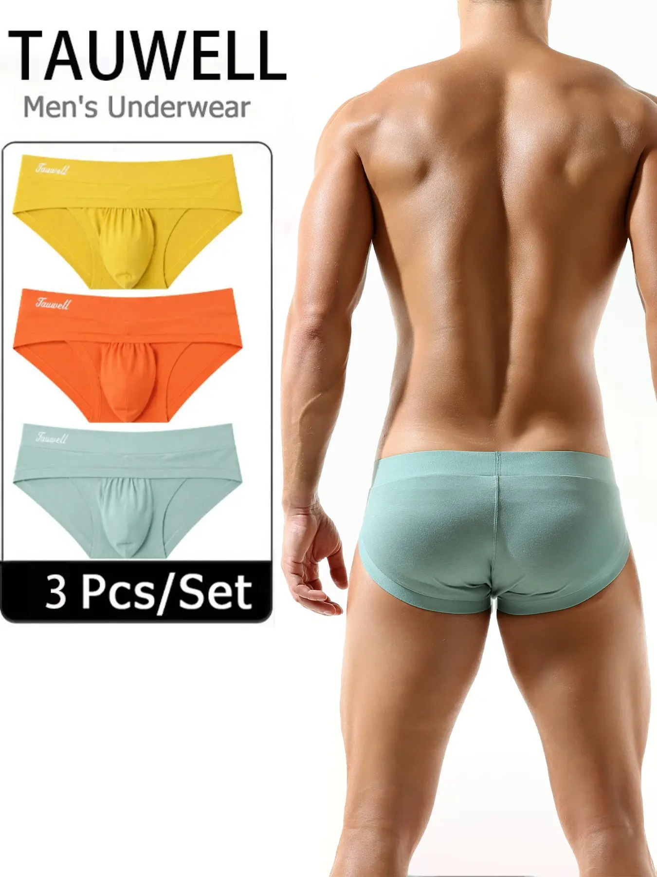 3-Pack Men's Low-Waist Bikini Briefs, Breathable Soft Sport Trunks, U-Shape Pouch Design, Fashionable & Comfortable, Ideal for Gym & Casual Wear
