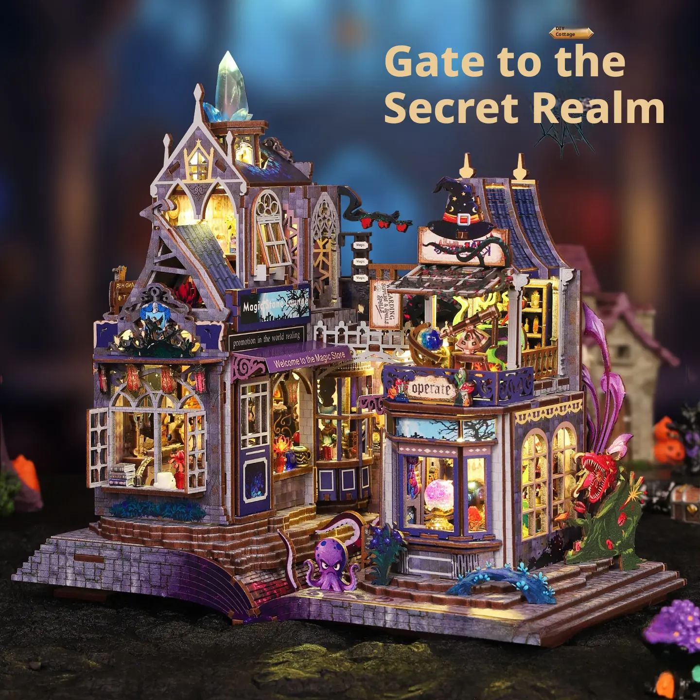 Secret Realm's Gate DIY Miniature House 3D Handmade Puzzle Toy Model Bookend - A Gift for Friends wooden decorative book nook kit building classic design bookshelf decor journal planner alley build chinese feng shui hot dish Gingerbread Jigsaw magic world