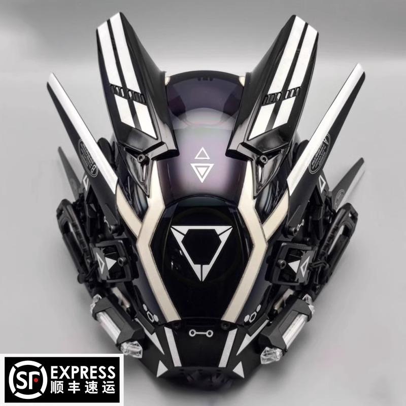 Cyberpunk Mask Iron Warrior Helmet Cosplay Men's Mecha Luminous Full Face Hood Tactical Mask Cyberpunk Mask Iron Warrior Helmet Cosplay Men's Mecha Luminous Full Face Hood Tactical Mask