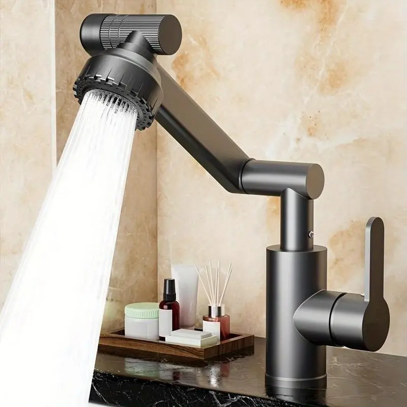 1080° Rotating Bathroom Faucet, Adjustable Height Single Handle, Dual Outlet Options, Includes Two Hoses, Ideal for Sink Use, Faucets for Bathroom Sinks