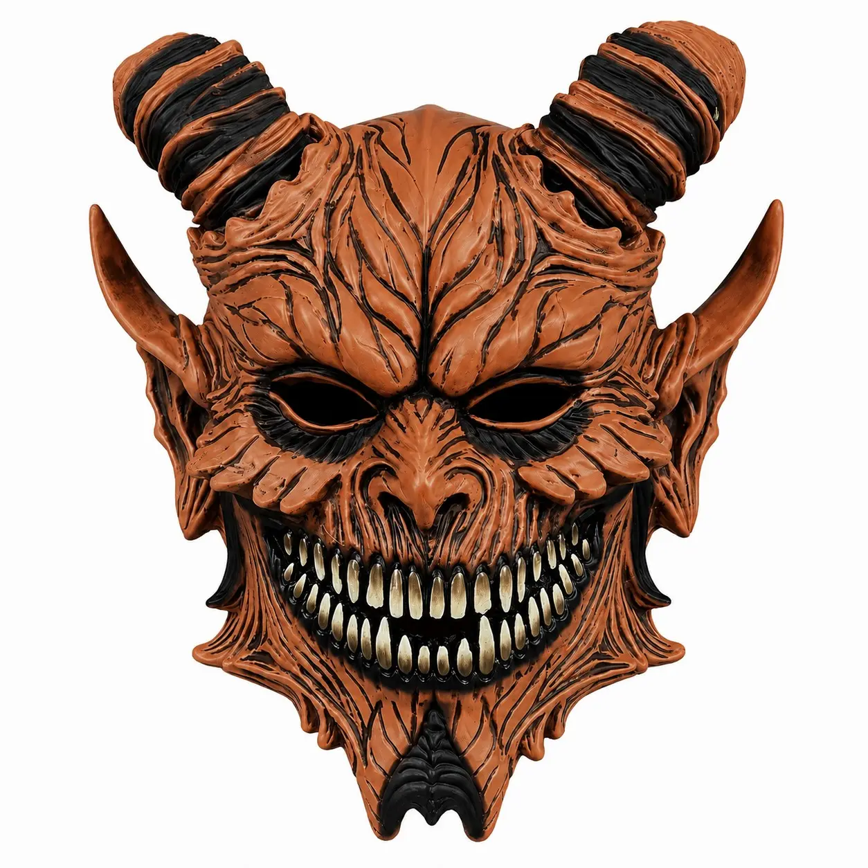 Halloween Devil Horn Mask, Full Head Latex Mask with Sharp Fangs, Perfect for Parties, Haunted Houses, Costume Balls, Pranks