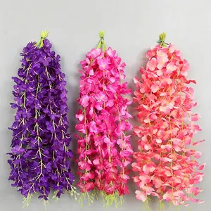 Artificial Wisteria Flower String, Bougainvillea Vine Decorative Fake Flowers, Hanging Wedding Plastic Floral Ceiling Decoration