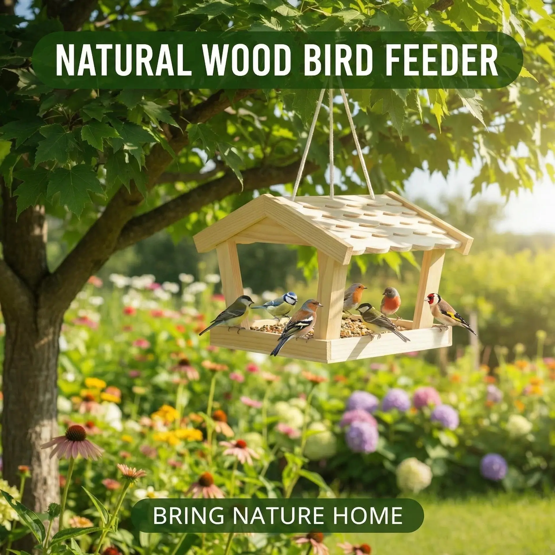 Wooden outdoor courtyard suspended open bird-attracting balcony solid wood breeding box hummingbird feeding bird nest