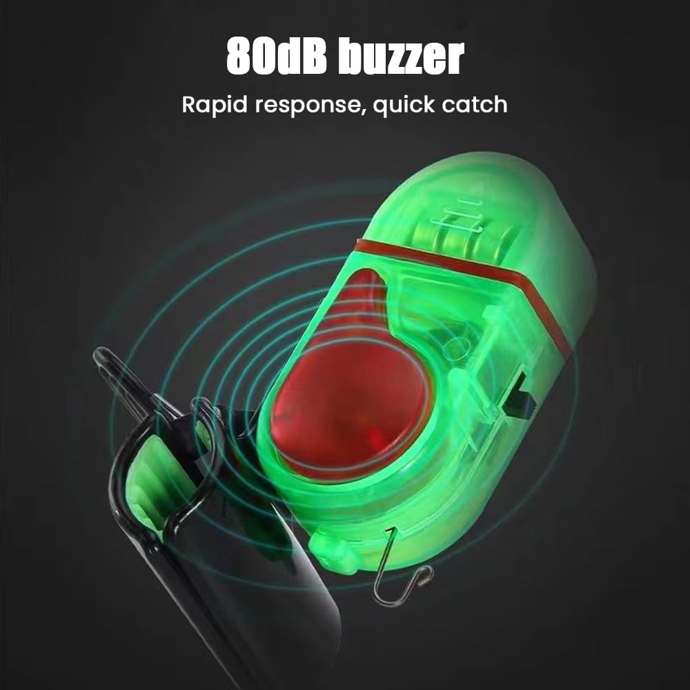 AXIZITECH 4 PCS Fishing Bite Alarm with LED Light, 2025 New Sensitive Smart Electronic Fishing Bells for Rods, Fish Bite Alarm Sound Alert Bell, Clip-On Electronic Fishing Alarms Bite Alarms for Fishing