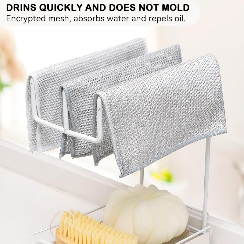 Double-Layer Kitchen Dish Towels, 8/12/18pcs Multipurpose Reusable Steel Wire Cleaning Cloth, Powerful Cleaning Mesh Dishwashing Rag for Cookware, Sinks, Dishes, Stove Tops, Soft Cleaning Towel