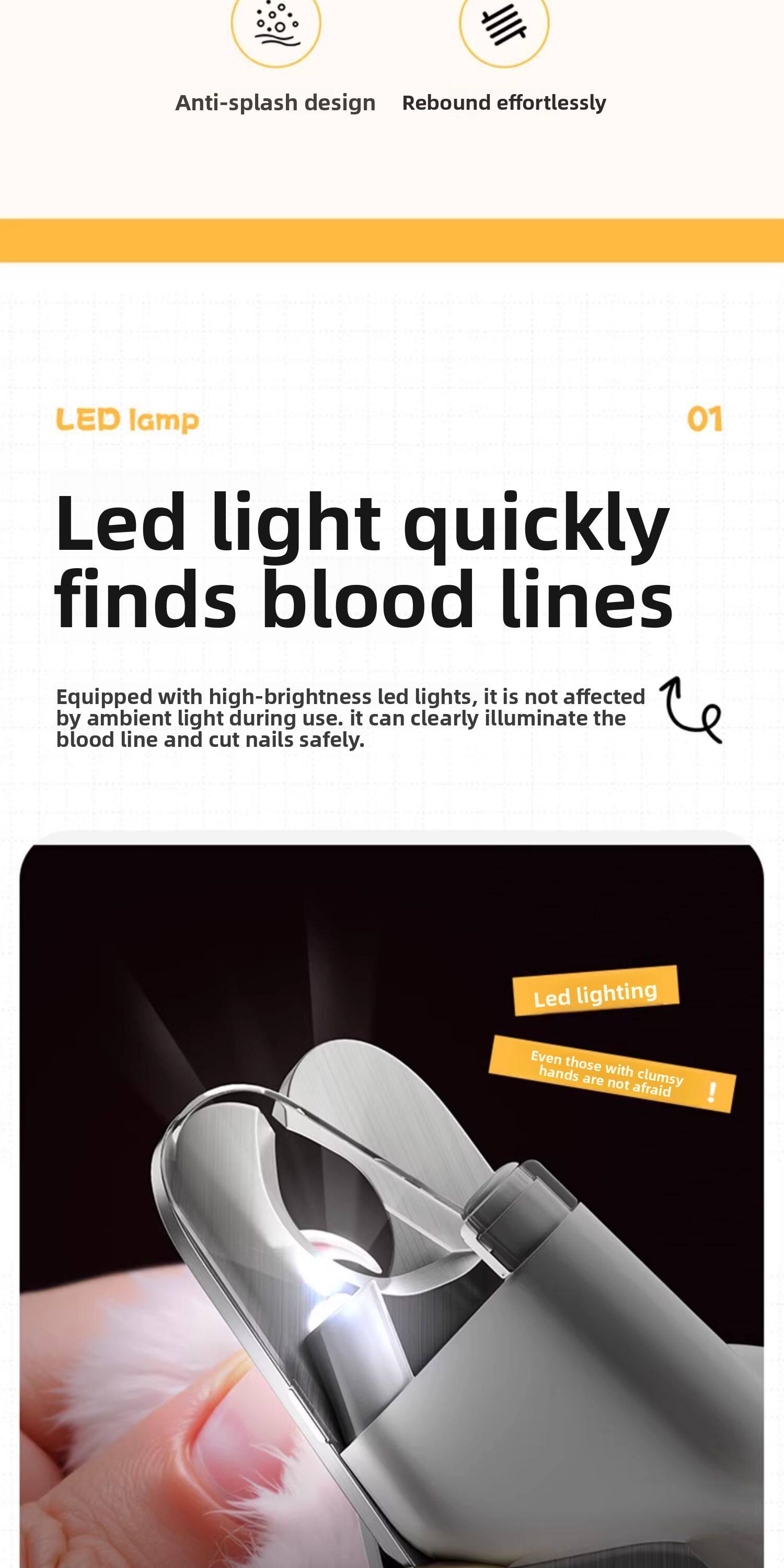 SoPets Pet Nail Clippers with LED Light - Safe Blood Line Finder for Dogs Cats Beginners