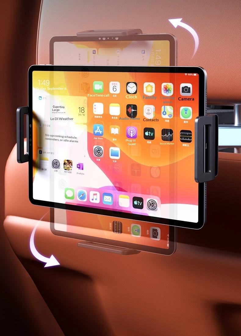 Car tablet bracket, rear seat back ipad support frame, rear seat headrest retractable, rotatable and fixed mobile phone bracket