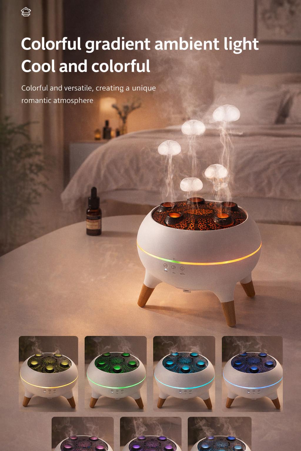 Dynamic Jellyfish Aroma Diffuser 250ML Ultrasonic Essential Oil Diffuser with Sound Pickup Remote Control & 7-Color Lights for Relaxing Atmosphere Dynamic Jellyfish Aroma Diffuser 250ML Ultrasonic Essential Oil Diffuser with Sound Pickup Remote Control & 7-Color Lights for Relaxing Atmosphere
