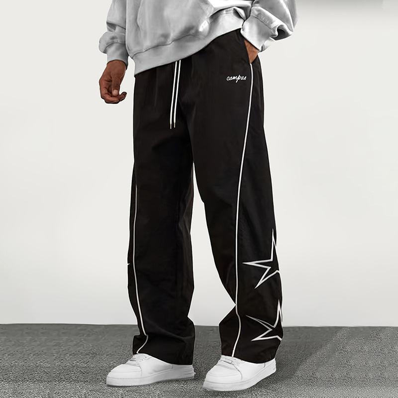 Men's Baggy Parachute Cargo Pants Elastic Waist Joggers Streetwear Sweatpants for Casual Hiking Track Wide Leg Trousers Hip Hop Y2K Fashion Oversized Drop Crotch Lounge Pants with Pockets