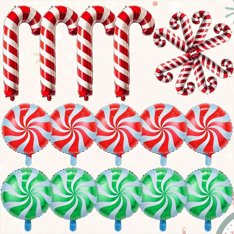 26-Piece Christmas Candy Cane Windmill Balloon Set, Balloons, Holiday Decor, Indoor Outdoor Party Supplies