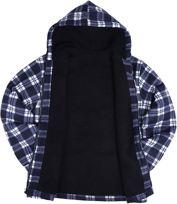 Heavy Thick Flannel Plaid Jacket Sherpa Fleece Lined Hoodies for Men Zip Up Winter Warm Coat Buffalo Zipper Sweatshirt Men's Winter Casual Outfits SpringStatements