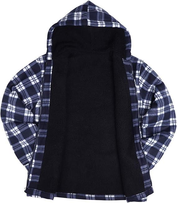 Heavy Thick Flannel Plaid Jacket Sherpa Fleece Lined Hoodies for Men Zip Up Winter Warm Coat Buffalo Zipper Sweatshirt Men's Winter Casual Outfits
