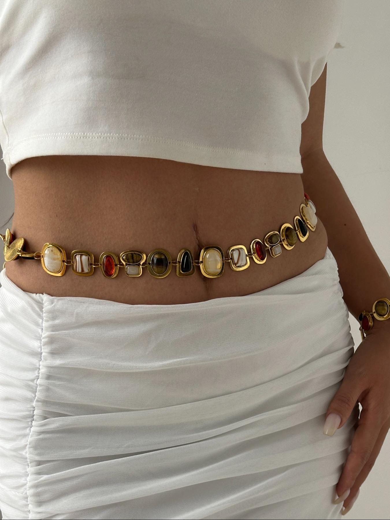 Vintage Style Body Chain, Fashionable Body Jewelry for Women & Girls, Trendy All-match & Exquisite Jewelry for Birthday Gift, Waistbeads