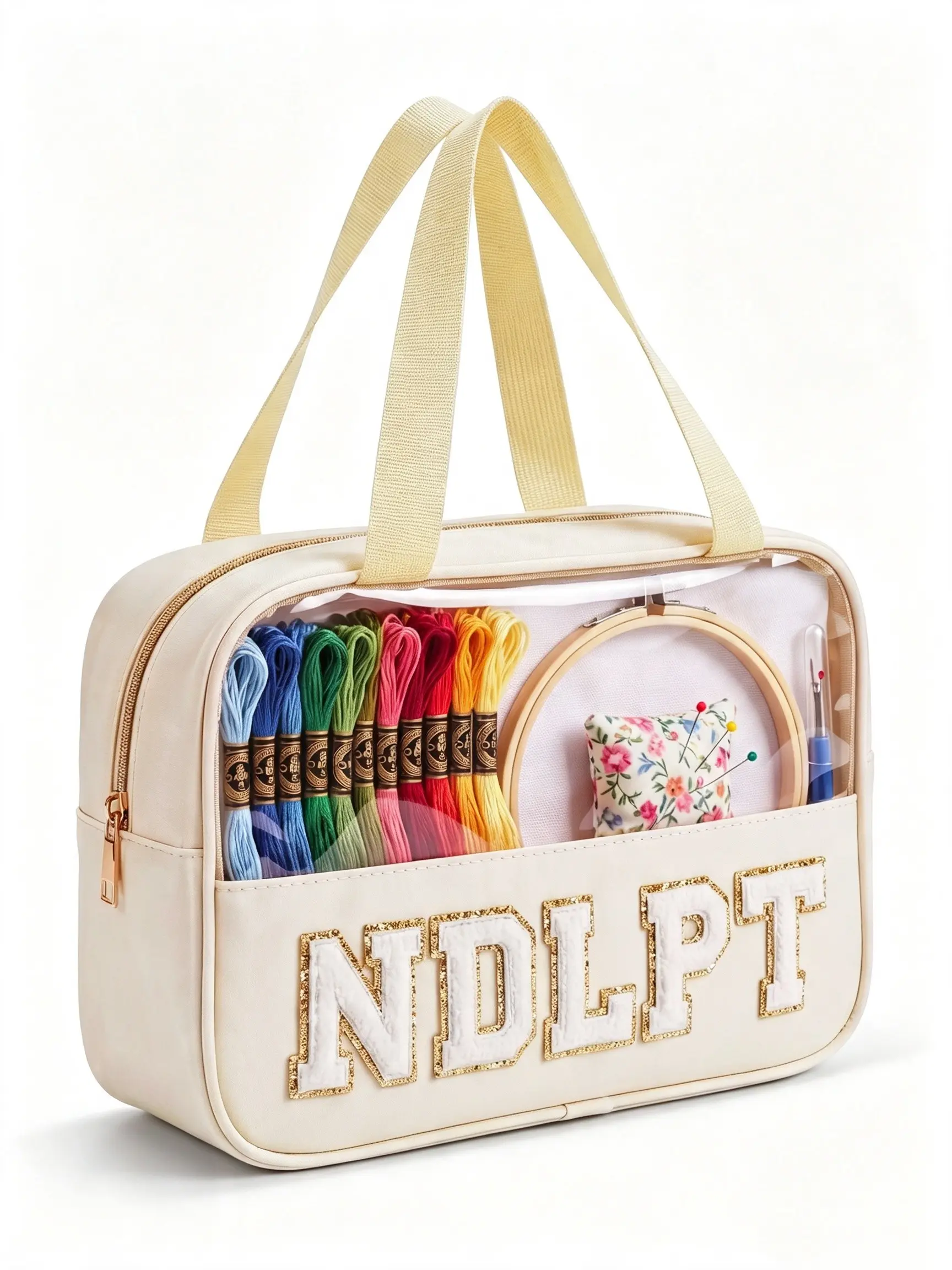Needlepoint Project Bag Sewing Gifts Embroidery Sewing Bag Craft Storage Organizer NDLPT Clear Zip Pouch Bag