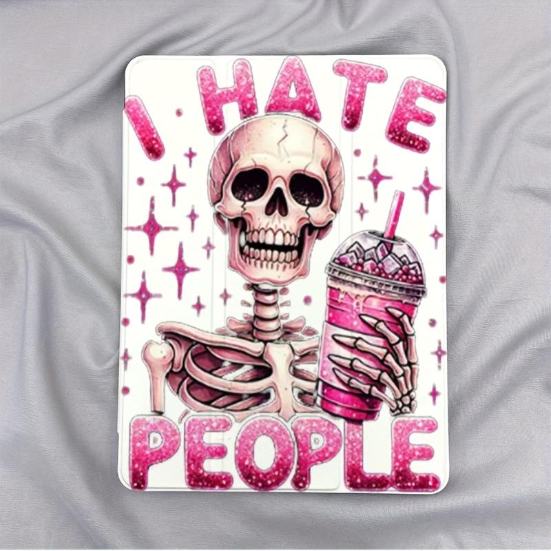 This pink glittery skull case features an "I hate humans" design, an adjustable stand and pen slot, and a foldable, non-slip TPU design. It's suitable for Samsung, iPad mini, iPad Air, iPad Pro/iPad 10th and 11th generation iPads.
