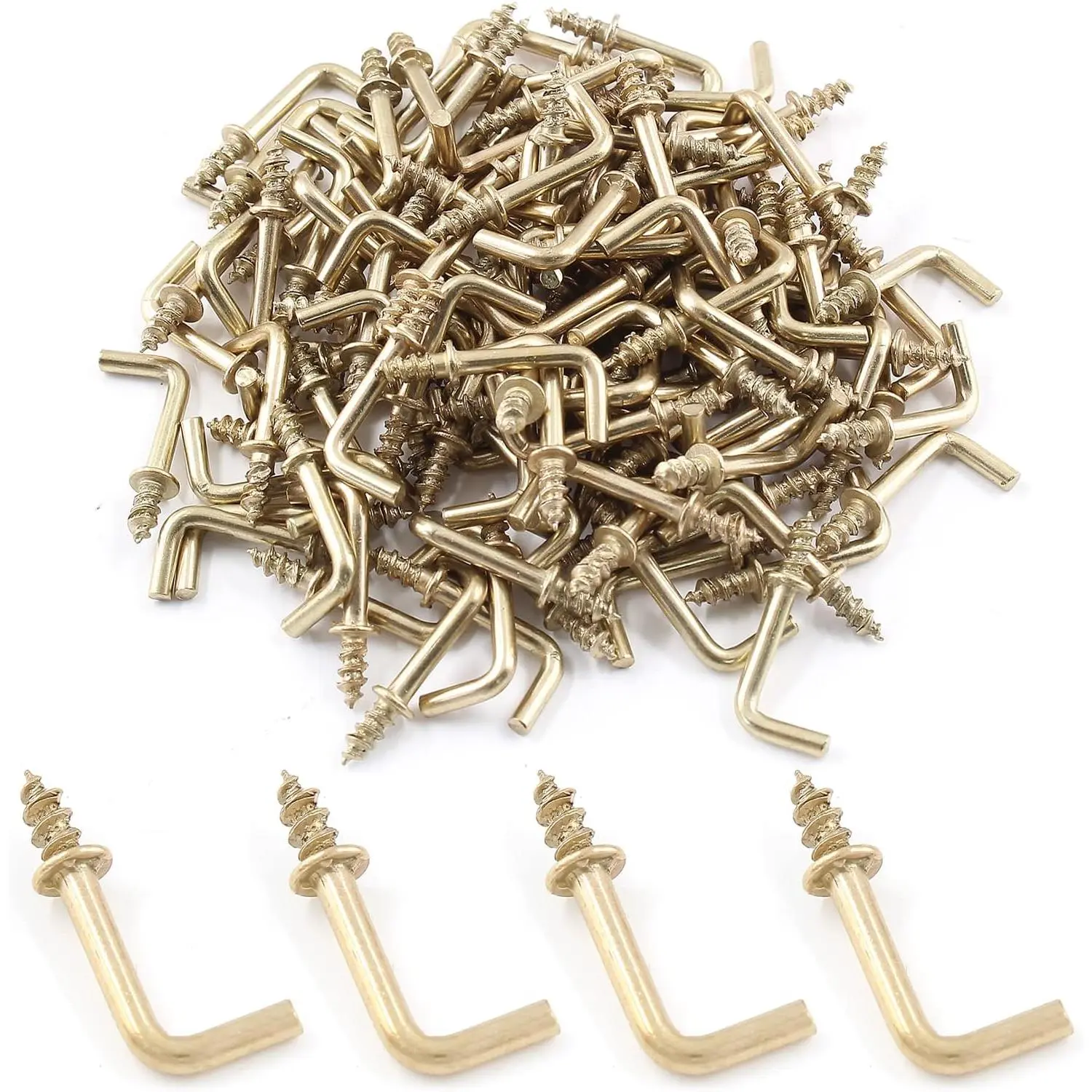L Hooks, 1/2 Inch, , 150 count | Mini Right Angle Screw Hooks, Square Bend Hooks, 90  Screw Hooks, Self Tapping Metal Hooks