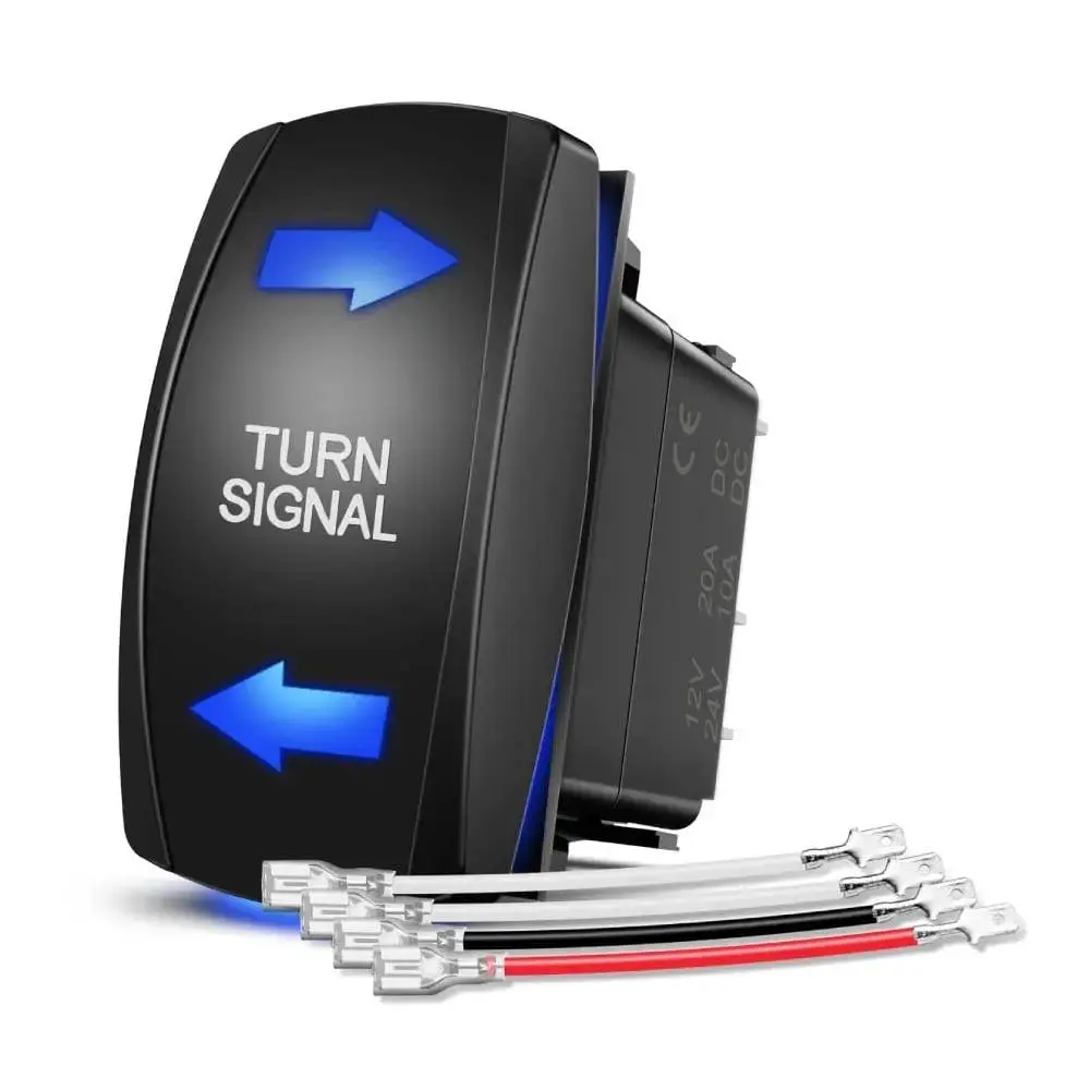 Nilight 4-Pin Laser On/Off Turn Signal Rocker Switch (Blue) - 1 x 4 Pin Rocker Switch, 1 Wiring Diagram, 1.43in x 0.84in, Includes Kit, 12V DC/20A, 24V 10A, for Campers
