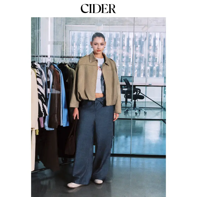 Cider Suede Collar Long Sleeve Zip Through Oversized Jacket SummerFinds Cider Suede Collar Long Sleeve Zip Through Oversized Jacket SummerFinds