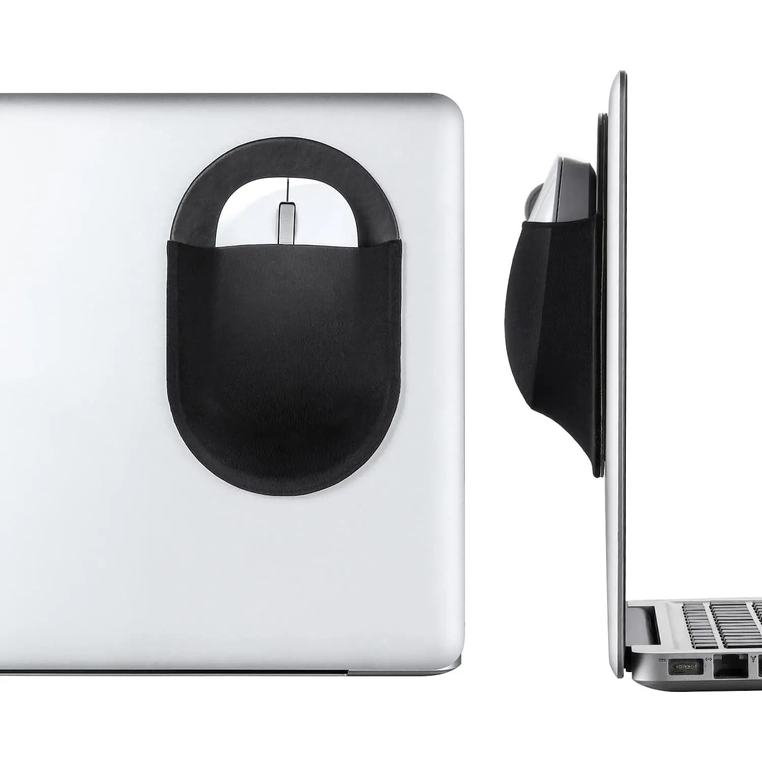 Stick-  Pouch, Holder for  , Sleeve for Laptop,  Adhesive, No Glue , Compatible with iPad or MacBook (Black)