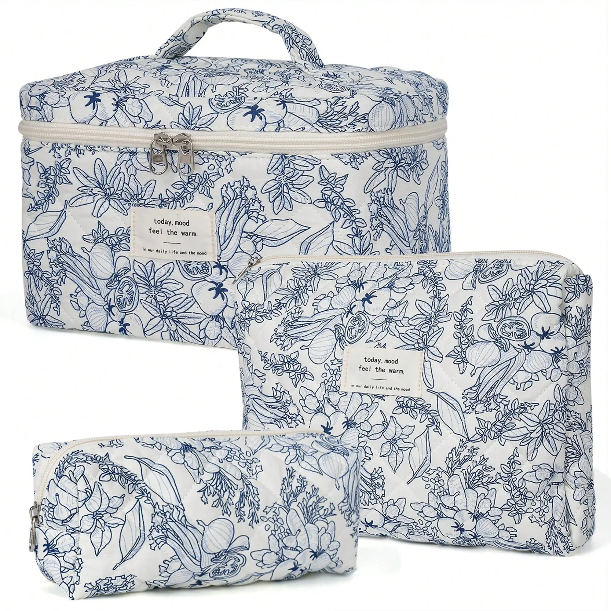 3-Piece/Set Beauty Storage Set, Random Floral Patterns Patchwork Makeup Bag, Fashionable Portable Beauty Bag, Girls' Travel Makeup Bag, Toilet Bag nail organizer large capacity cosmetic bag essentials