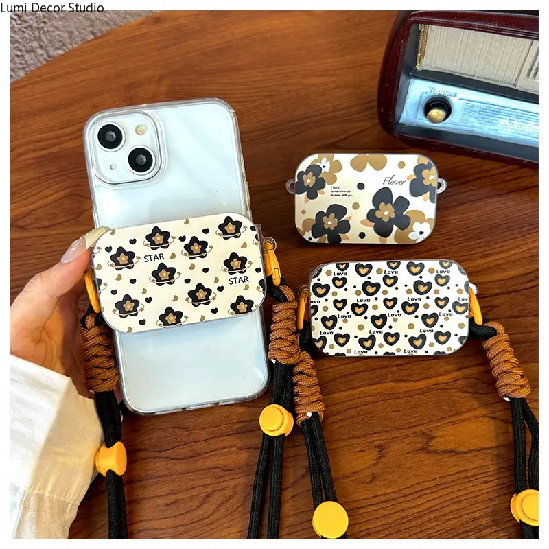 Phone Case with Crossbody Lanyard for Women, Synthetic Leather Accessories with Flip Grip Stand & Makeup Mirror