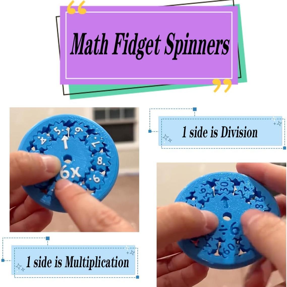 Creative Fingertip Gyroscope Math Fidget Toy, 9 Counts/set Spinner, Addition, Subtraction, Multiplication, and Division Fidget Toy for Kids, Math Learning Tools