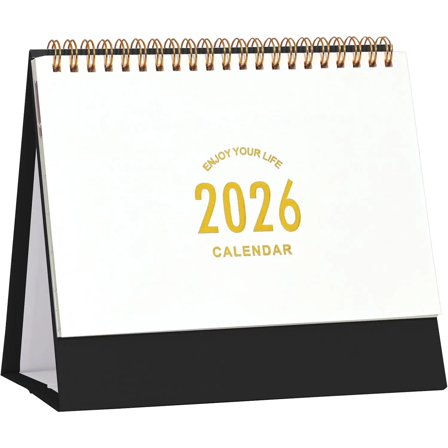 Small Desk Calendar 2026-2027, 18-Month Standing Flip Desktop Calendar from 2026 Jan to 2027 Jun - Metal Ring -Wire Binding Monthly Desktop Calendar for  Office School (black-white)