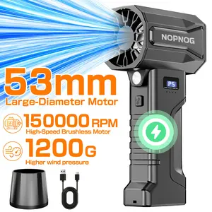 1200G Portable Cordless Electric Air Duster 150000RPM High Speed Turbo Jet Fan, 4-Speed Adjustable Strong Blower with LED Light, Type-C Rechargeable Car Snow Dust Cleaning Tool for Car Detailing