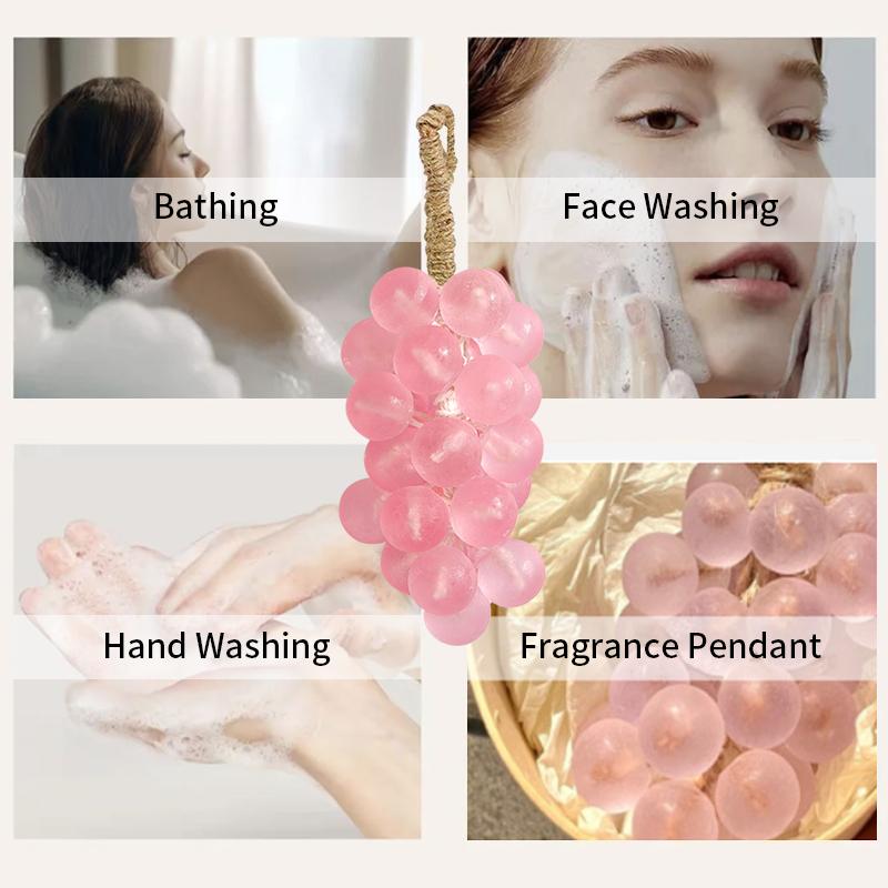 20 PCS Pink Grape Cluster Soap Handmade Natural Plant-Based Formula with Grape Seed Olive Oils Gentle Moisturizing Cleansing Bar for Face Hands Body Bathing Sulfate Free Paraben Free Perfect Gift for Girlfriend